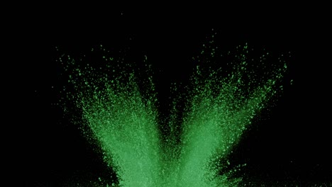 Green-powder-exploding-on-black-background-in-super-slow-motion