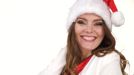 Woman-in-santa-claus-hat--free-and-happy-laughing-4K