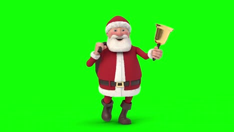 Santa-Claus-walking-on-green-background.-Seamless-looping-3d-animation.-Front-View