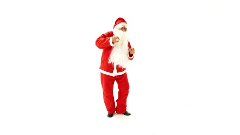 Santa-Clause-is-Dancing-Against-White-Background