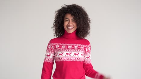 Happy-woman-in-Christmas-sweater