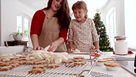 Mutter-und-Kind-vorbereiten-Weihnachtsplätzchen