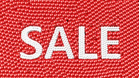 Sale-text-with-many-red-and-white-balls-3d-animation.-Green-screen-footage.