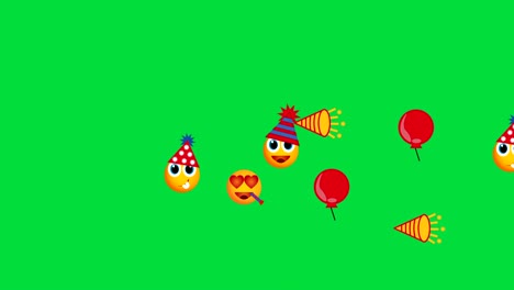 Social-network:-Emoji-happy-New-Year-show-green-screen