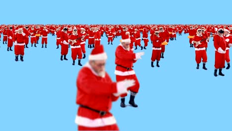 Group-of-santa-claus-dancing-and-performing-various-activity