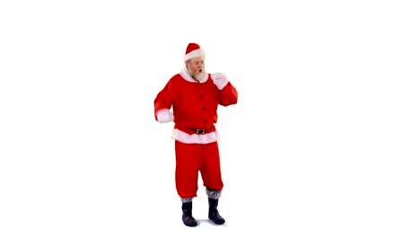 Santa-claus-dancing-against-white-background