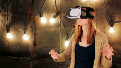 Young-woman-using-Virtual-Reality-Glasses