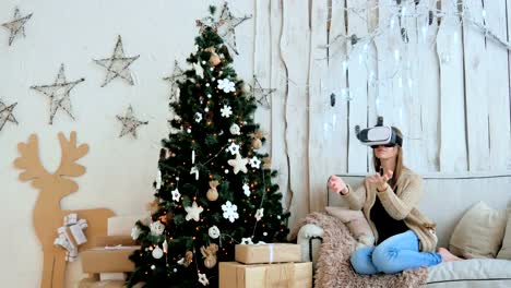 Woman-using-virtual-reality-glasses