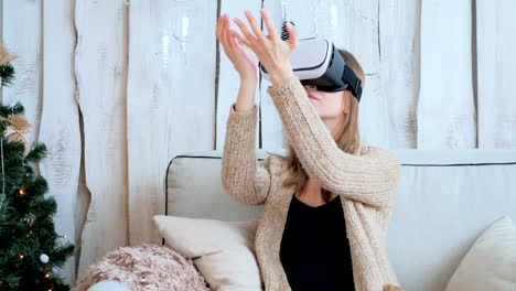 Woman-using-virtual-reality-glasses