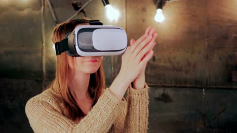 Young-woman-using-Virtual-Reality-Glasses