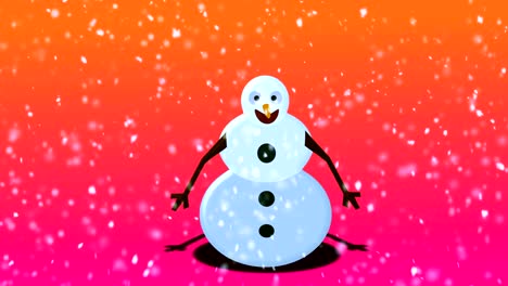 4k-Snowman-Jump-animation-With-Snowfall---Looped