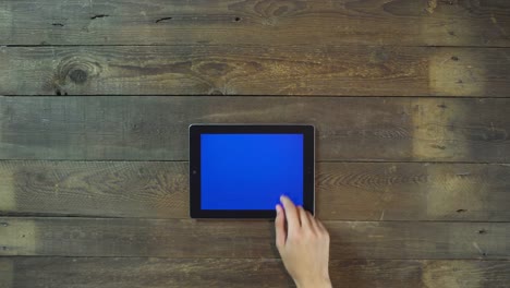 Swipes-Up-Hand-Digital-Tablet-with-Blue-Screen