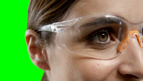 Close-up-of-woman-wearing-protective-eyewear