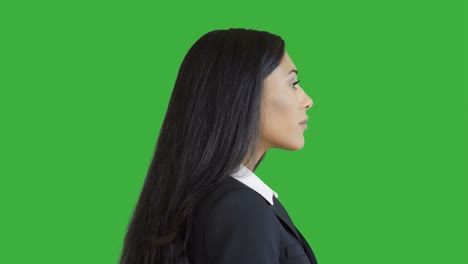 Lifestyle-Portrait-of-Young-African-American-Business-Woman-Isolated-on-Green-Screen-Chroma-key-Background