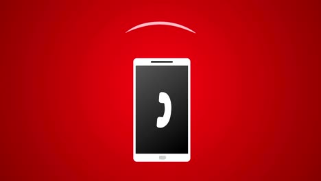 Smartphone-Call-with-White-Icon-and-Ringing-Vector-Animation-4k-Rendered-Video-on-Red-Background.