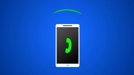 Smartphone-Call-with-White-Vector-Icon-and-Ringing-Animation-4k-Rendered-Video-on-Blue-Background.