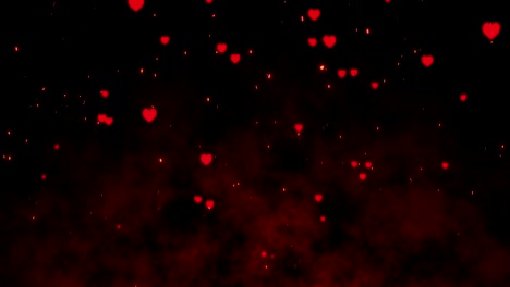 4K-animation-Lot-of-sparks-heart-shape-from-large-bonfire-in-slow-motion.-Beautiful-abstract-background-on-the-theme-of-fire,-Motion-Graphic-and-animation-background.-Valentine-Day.