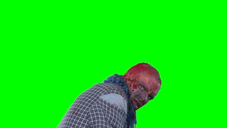 Scary-zombie-in-halloween-isolated-green-background