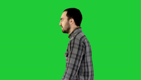 Confident-successful-smart-casual-businessman-walking-on-a-Green-Screen,-Chroma-Key