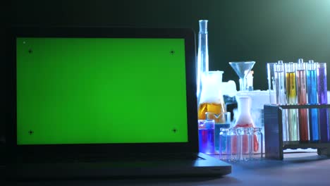 Laptop-with-a-Green-Screen-in-the-Laboratory