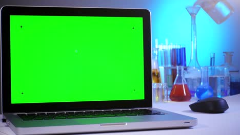 Laptop-with-a-Green-Screen-in-the-Laboratory