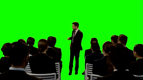 Businessman-giving-presentation-on-futuristic-digital-screen