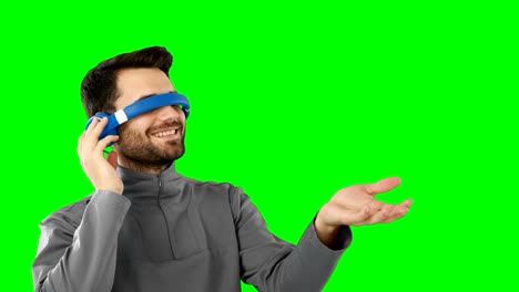 Man-using-virtual-reality-headset