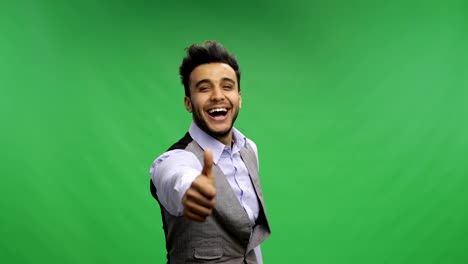 Businessman-Hold-Thumbs-Up-Happy-Smiling-Portrait-Young-Cheerful-Business-Man-Over-Chroma-Key-Green-Screen