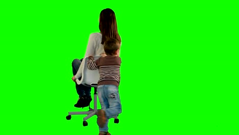 Lovely-portrait-of-a-mother-and-son-on-a-Green-Screen