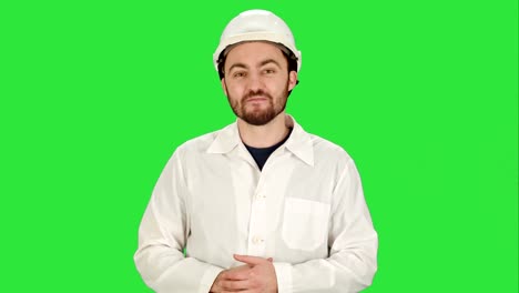 Engineer-or-architect-showing-like-gesture-on-a-Green-Screen,-Chroma-Key