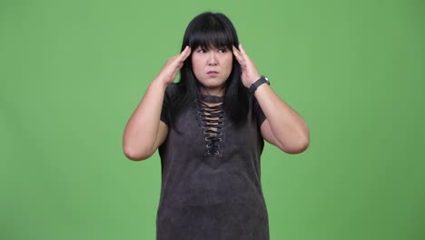 Beautiful-overweight-Asian-woman-having-headache