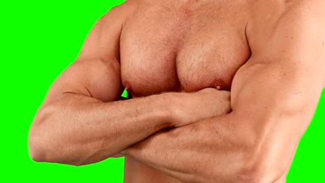 Muskel-Mann-mit-Arme-verschränkt
