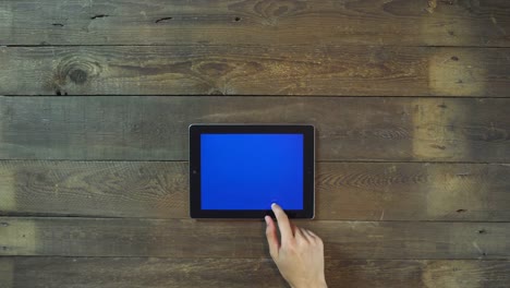 Swipes-Up-Hand-Digital-Tablet-with-Blue-Screen