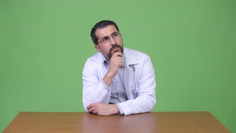 Handsome-Persian-bearded-man-doctor-thinking