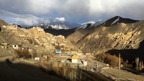 4K-Time-lapse-of-the-cloudy-day-in-Lamayuru-Buddhist-monastery-in-Kargil-District,-Ladakh,-India