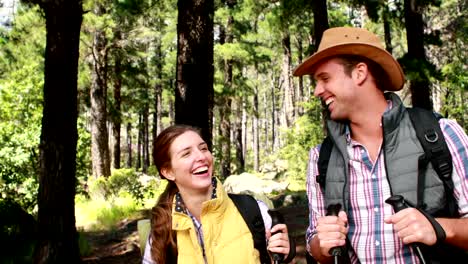 Hiker-couple-with-walking-stick