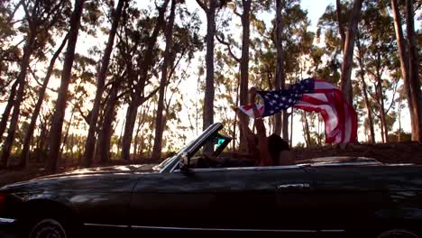 Teenager-friends-partying-on-their-road-trip-with-smoke-bombs