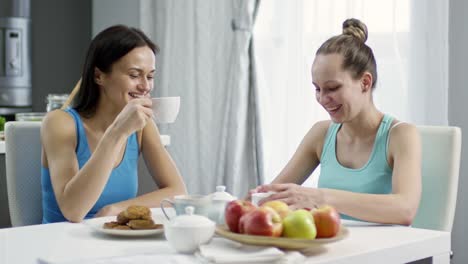 Female-Couple-Drinking-Tea-and-Chatting