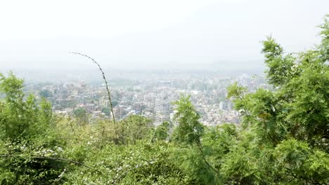 View-to-the-Kathmandu-city-from-the-ancient-Sawayambhunath-monkey-temple,-Nepal.