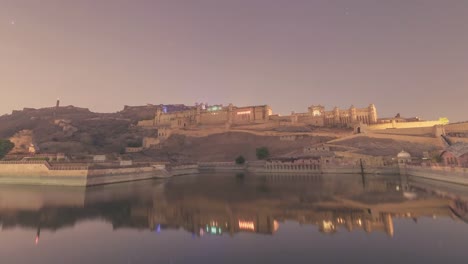 Amber-fort-espectáculo-de-luz-Time-lapse-video-clip,-India