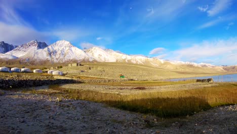 Time-Lapse-Pangong-Lake-Village,-Leh-Ladakh,-Indien