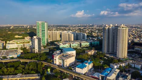 sonnigen-Abend-Bangalore-Stadtbild-aerial-Panorama-Zeitraffer-4k-Indien