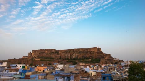 Jodhpur-cityscape-at-sunset,-Rajasthan,-India