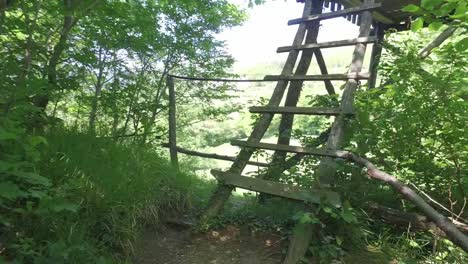 Escalada-en-un-Observatorio-de-madera-caza.-Al-punto-de-vista.