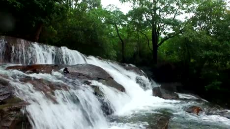 Close-Up-Of-Beautiful-Waterfall--4K-Tilt-Shot