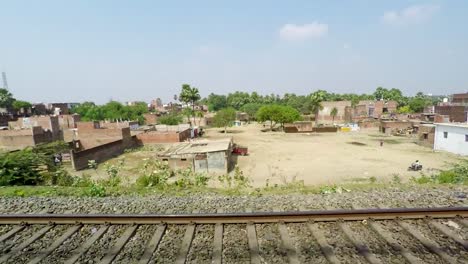 Indian-Railway,-Train-Track-and-Landscape,-India,-Real-Time