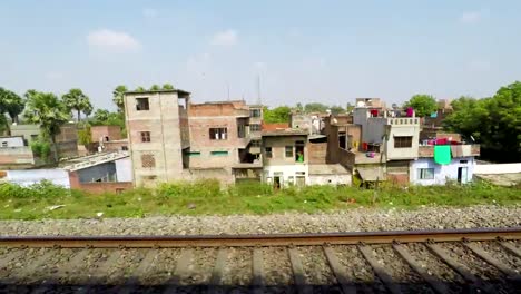 Indian-Railway,-Train-Track-and-Landscape,-India,-Time-Lapse