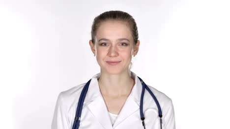 Portrait-of-Young-Lady-Doctor-Kopfschütteln-zu-akzeptieren,-ja