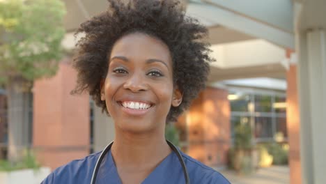 Portrait-Of-Nurse-Standing-Outside-Hospital-Shot-On-R3D