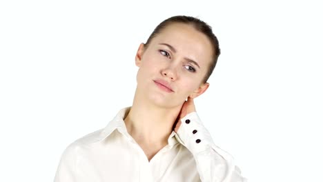 Woman-with-Neck-Pain,-White-Background